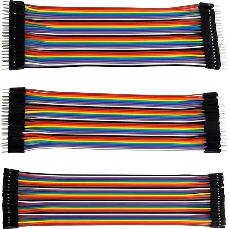 120 Pièces Cable Dupont Jumper Wire 20 cm,28AWG (40 Broches Mâle/Mâle,Male/Femelle,Fèmelle/Femelle),Fils Séparables Multicolores 2,54 mm pour Breadboard,Arduino et Raspberry Pi (1/5)