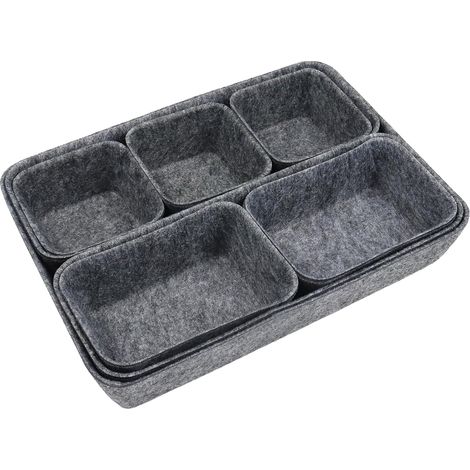 8 Pièces (Gris Foncé) Organisateur Tiroir, Rangement Tiroir En Feutre , Pour Salle De Bain Coiffeuse Bureau