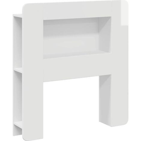 Headboard Cabinet with Storage High Gloss White Engineered Wood vidaXL (1/5)