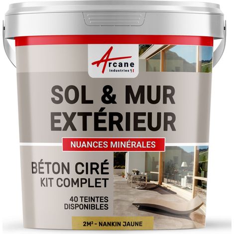 béton ciré, extérieur, pour sol, mur, terrasse, escalier, enduit, décoratif, minéral, en kit - 2 m² (en 2 couches) Nankin Jaune - ARCANE INDUSTRIES