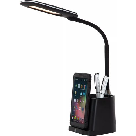 Lampada scrivania Qi portapenne nera LED 4,7W Lucide (1/5)