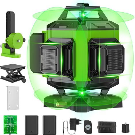 Niveau Laser Vert 4x360° 16 Lignes avec Télécommande (1/5)