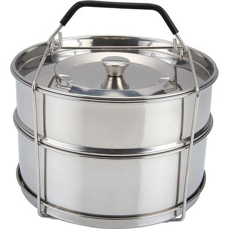 Panier vapeur empilable en acier inoxydable pour autocuiseurs de 6/8 litres, argenté (1/5)