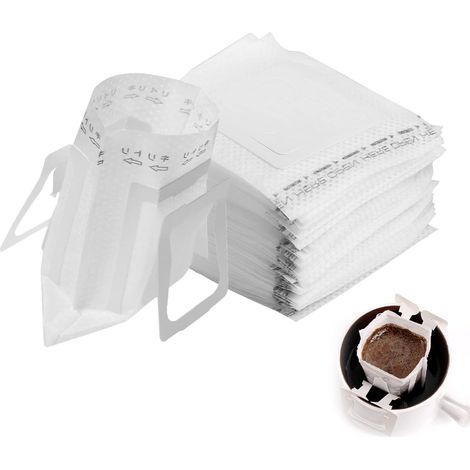 Lot de 50 filtres à café pour le camping, filtre à café avec oreillette de suspension. (1/5)