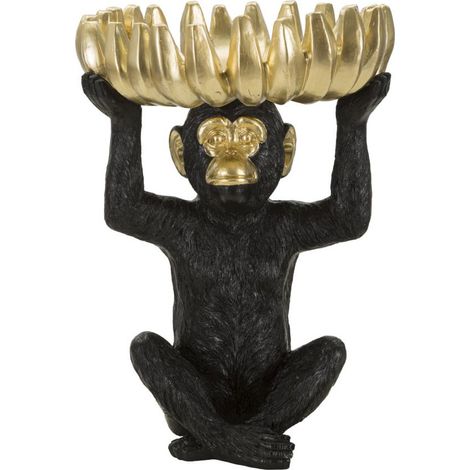 Vide-Poche Statuette Singe "Banane" 31cm Noir & Or (1/5)