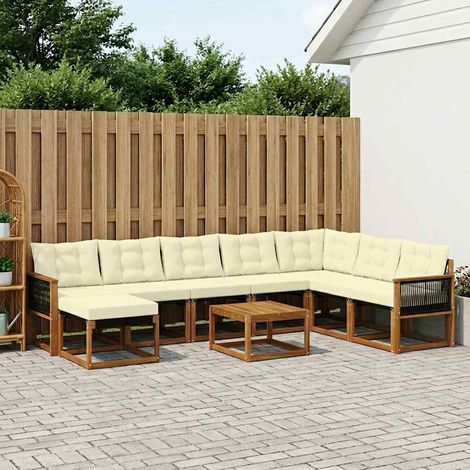 vidaXL Outdoor-Sofagarnitur 9 Stk. Natur und Creme (1/5)
