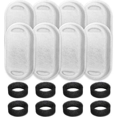 Lot de 16 Filtres de Rechange pour Fontaine �� Eau ��� 8 Filtres Charbon 8 ��ponges ��� Compatibles Fontaines Acier Inoxydable 2L 3.2L