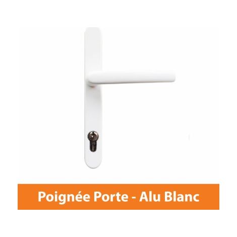 Direct Fenêtres – Poignée de porte d'entrée double béquille en aluminium blanc RAL 9016 – Entraxe 200mm – Pour portes-fenêtres et portes de service