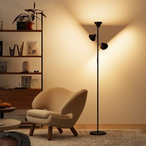 Dimmbarer RGB-Stehlampe mit Fernbedienung, 3 verstellbare Köpfe, schwarz OKMYHOME (1/5)