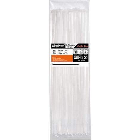 Kabelbinder 100 Stück UV Beständig Zugfestigkeit 300mm × 3,6mm Weiß (1/5)