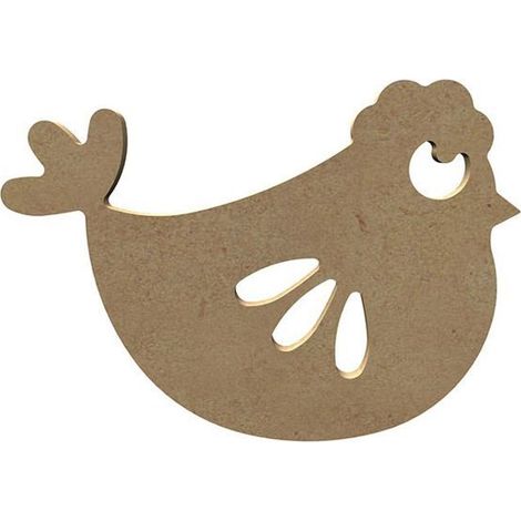 Poule en bois MDF à décorer - 15 cm