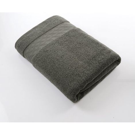 Asciugamano da bagno spesso, 70 x 140 cm, puro cotone, alta qualità, altamente assorbente, adatto a uomini e donne, grigio scuro. (1/5)