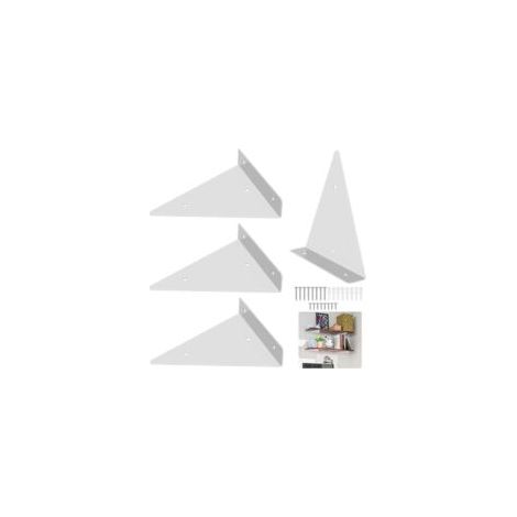 – 4er-Set Wandregalhalterungen, unsichtbare dreieckige Wandregalträger mit Schrauben, Metall-Wandregalhalterungen für Wohn- und Schlafzimmer (130 × 140) – Weiß – Crezuo (1/4)