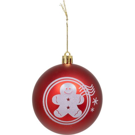 Déco Sapin Boule de Noël D 8 cm Rouge et Pain d'épice - Feeric Christmas