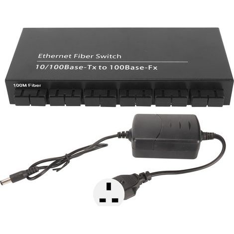 Commutateur optique Ethernet 8 ports 10/100Mbps Tx1310nm, indicateur LED, Plug and Play, commutateur rapide réseau, 100-240V, prise UK (1/4)