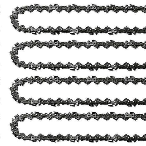4 chaînes de tronçonneuse de 45,7 cm (18 pouces), 62 maillons d'entraînement, jauge de 1,3 mm (0,05 pouce), pas de 9,5 mm (3/8 pouce), chaîne de rechange anti-rebond. (1/5)