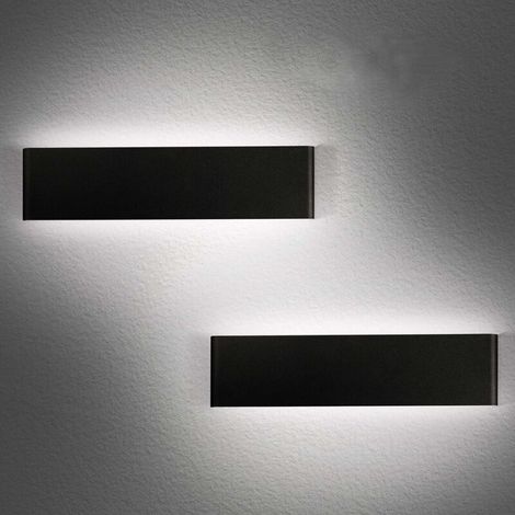 VURAHOME - Applique murale d'intérieur, lot de 2 appliques murales LED 36 cm 12 W 6000 K protection des yeux simple moderne pour chambre, salon, cuisine, salle à manger, etc. (1/5)