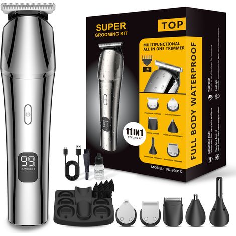 Tondeuse à cheveux multifonction kit, tondeuse à barbe électrique, lavable corps complet, charge rapide USB Type-C, moteur à balais, lame acier inoxydable, tondeuse de précision pour coupe maison (1/5)