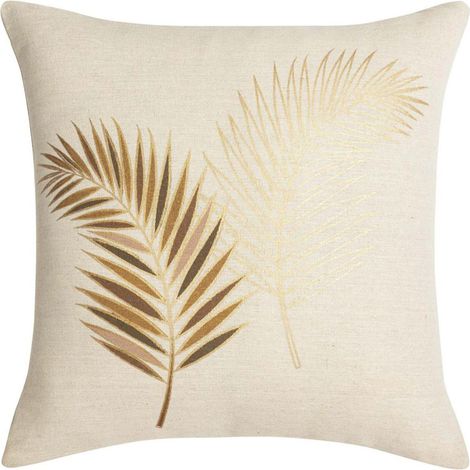Coussin Déco "Isadora" 45x45cm Beige & Ocre (1/5)
