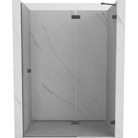 Mexen Lunar porte de douche battante droite 135 cm, transparent, gris gun brossé - 834-135-000-66-00-P (1/5)