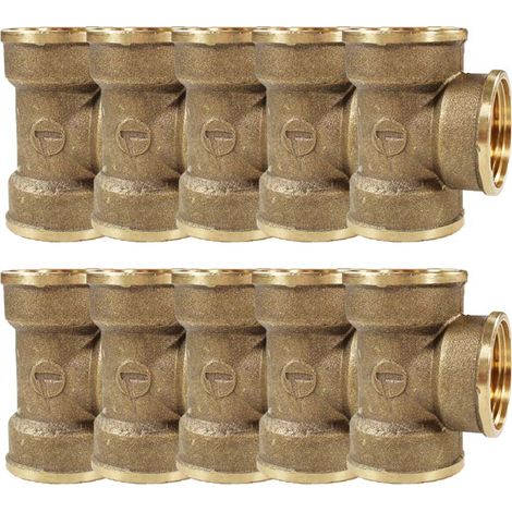 Lot de 10 Tés Laiton Femelle 1" (26/34) - Arcanaute (1/4)