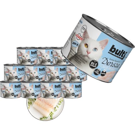 Alimento húmedo para gatos BULTI sabor bacalao, lata de 12 x 200 g (1/2)