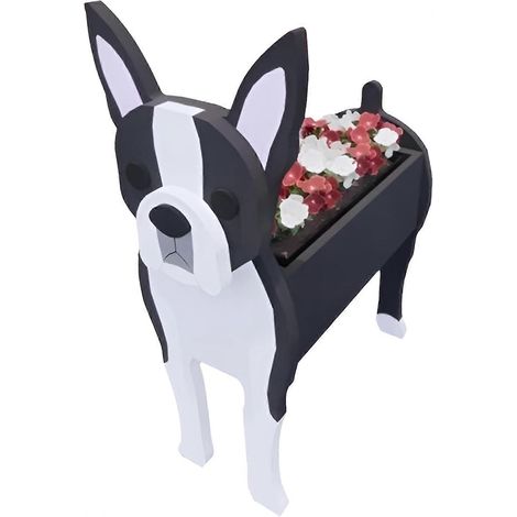 Pot de fleurs en forme de chien, pot de fleurs en forme d'animal, pot de fleurs haut de gamme pour plantes grasses, motif chien, contenant pour plantes (plat Boston). (1/5)