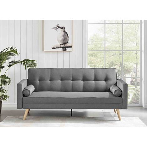 Deco In Paris – Banquette clic clac gris tissu – Canapé convertible 3 places – Couchage 2 personnes – Dimensions 188x78x89 cm – Style scandinave