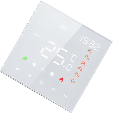 LAN Thermostat WiFi Commande Vocale 16A Écran LCD Numérique Programmable Écran Tactile Chauffage au Sol Régulateur de Température Thermostat Mural Numérique Intelligent - blanc (1/5)