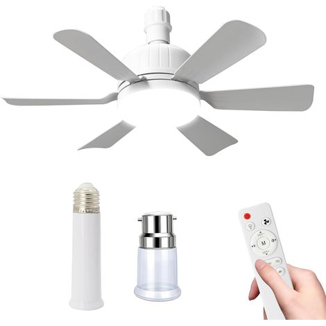 Ventilateur de plafond compact 46 cm avec éclairage LED et télécommande, luminaire plafonnier E27 avec ventilateur, intensité et température de couleur ajustables, minuterie, adapté chambre et salon (1/5)