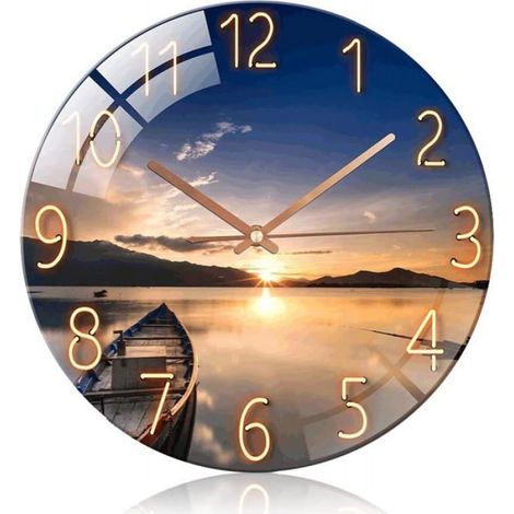 Horloge Murale - Verre Doré - 26 cm - Silencieuse - Pour Décoration Intérieure - 1 Pièce (1/5)