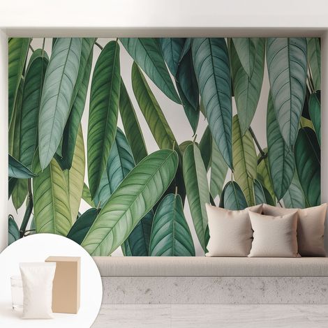 Carta Da Parati Facile Da Installare - Vlies Per Arredamento Interno - Per Pareti - Stile Moderno - Con Colla Gratuita Foglie naturali 208x146 cm (1/5)
