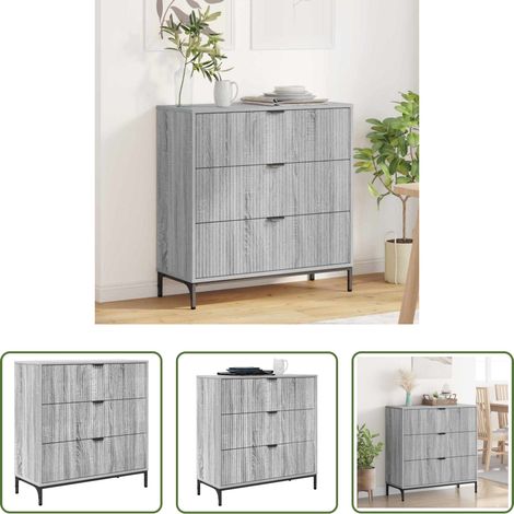 Sideboard Wohnzimmer - Sideboard Graues Sonoma 79,5 x 33 x 82 cm Holzwerkstoff (1/5)