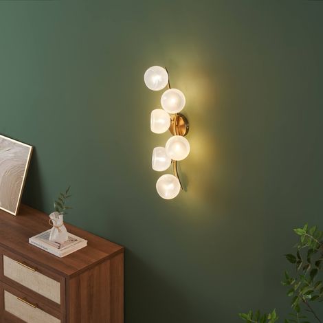 Applique murale multi abat-jours blancs brillant sur vague doré - Isalina