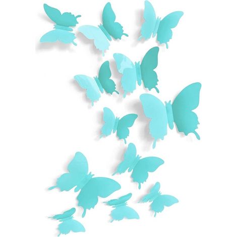 Juego de 24 pegatinas de pared, 4 x 11 cm, 4 x 8 cm, 16 x 6,5 cm, Pegatinas de pared 3D, Arte mural creativo, Hermosas aplicaciones de mariposas (1/5)