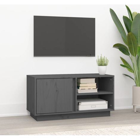 TV-Schrank Grau 80x35x40,5 cm Massivholz Kiefer