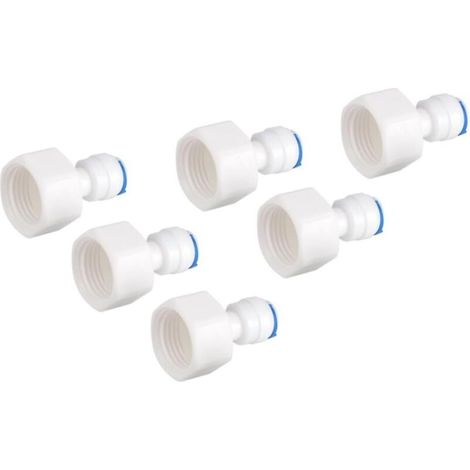 6Pcs Purificateur d'eau Accessoires Femelle Adaptateur 1/4 Tube OD à 1/2 Femelle Poussée en Rapide Connecteur pour Filtre À Eau Osmose Inverse