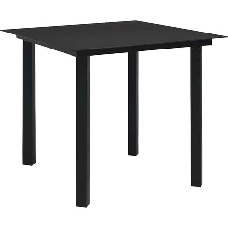 Table à manger de jardin Scandinave - Table de salle à manger Noir 80x80x74 cm Acier et verre BV383877 - BonneVie (1/3)
