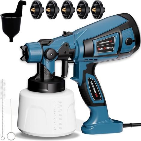 800W Pistolet à Peinture, HVLP Pistolet Peinture Electrique avec Réservoir 1400ML, Pulvérisateurs de Peinture pour Clôture avec 5 Buses et 3 Motifs pour Armoires, Abri de Jardin, Plafonds, Clôtures (1/5)