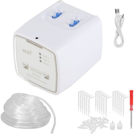 Programmateur d'arrosage WiFi intelligent avec double pompe, kit irrigation goutte-à-goutte automatique, contrôle via application eWeLink, compatible iOS et Android, idéal pour jardin (1/5)