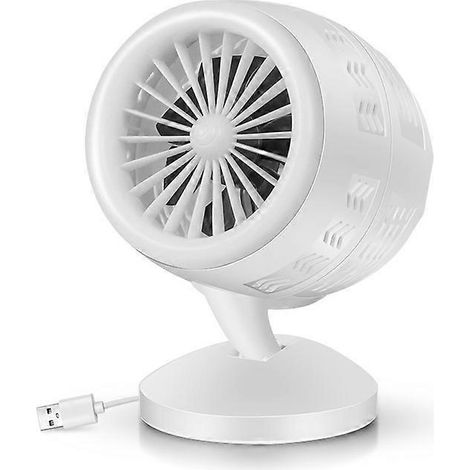 Ventilateur de bureau USB à double turbine, ventilation à pales, blanc (1/5)