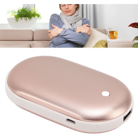Mini chauffe-mains portable avec batterie externe, chargeur USB Pebble, or rose (1/5)