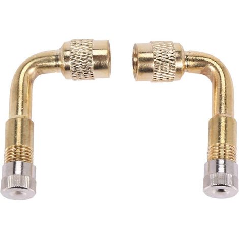 Lot de 2 rallonges de valve, adaptateurs de rallonge de valve pour pneus, coudes métalliques à 90° pour vélos et motos (1/4)