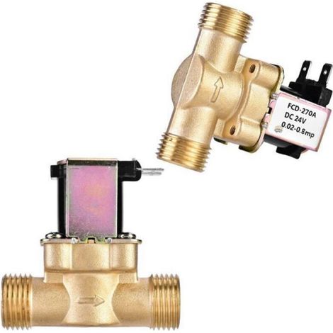 Elprico Électrovanne électrique en Laiton, 1/2 "électrovanne d'eau normalement fermée DC 24V, accessoire de qualité Femeo (1/4)