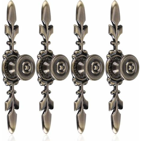 royaluxe - Lot de 4 Vintage Style Pull poignée Bouton Retour Plaque pour Home Porte Meuble tiroir Armoire penderie Armoire Commode (1/5)