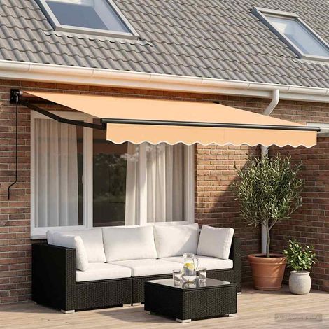 vidaXL Auvent rétractable Sable 3 x 2,5 m 100% Polyester et Aluminium