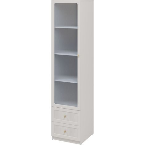 Estantería Comfivo Lenitas , Con puertas, Cerrable, Con cajones, Aglomerado laminado, Vidrio templado, MDF, Número de puertas: 0, Número de cajones: 0, 201x46x49cm (1/5)