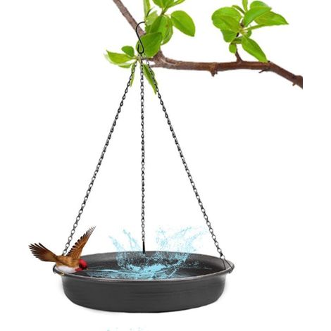 Support pour bain d'oiseaux, mangeoire pour oiseaux sauvages de 22,5 cm (8,86 pouces), noir, pour la faune sauvage. (1/5)