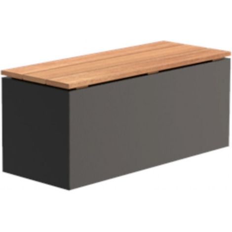 Adezz Sitzbank Sockel mit Sitz Aluminium RAL7021 grau Hartholz Gartenbank Sitzfläche 100x40x43 cm (1/5)