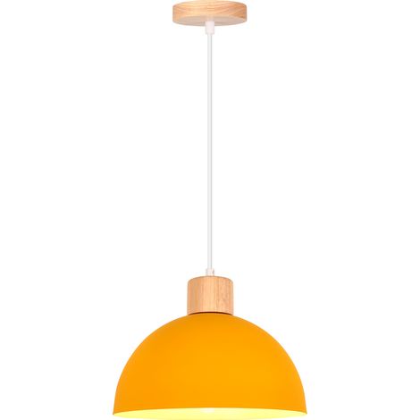 Plafones De Metal Vintage Amarillo Lámpara Colgante Moderna Lámparas De Colgar Sencilla E27 Para Restaurante Cocina (1/5)